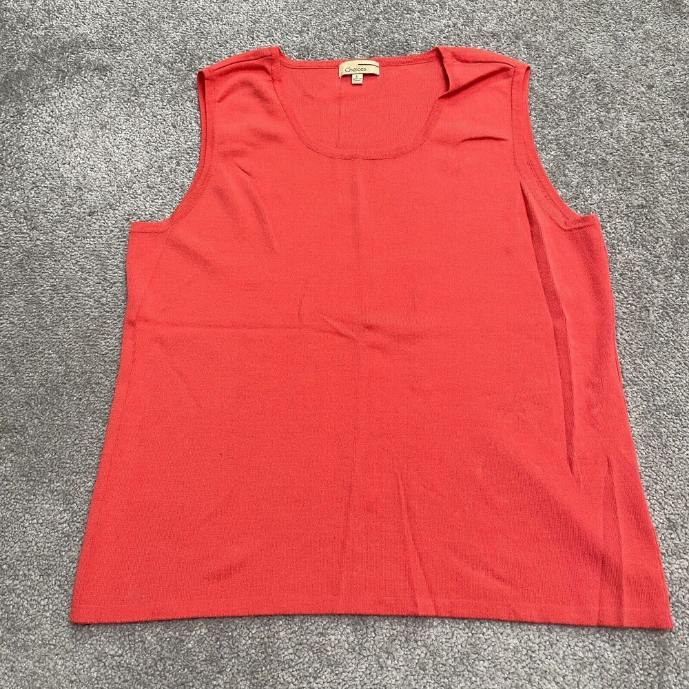 Choices Basic Knitted Tank Top Womens Large Orange Scoop Neck Essential Casual